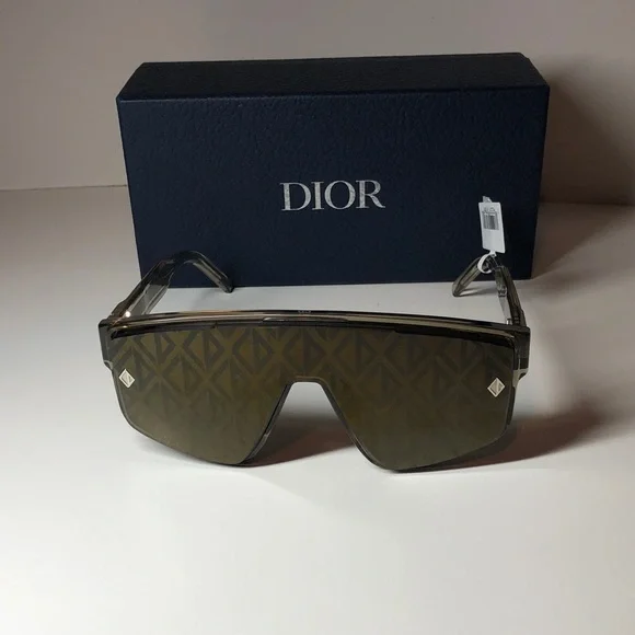 Dior CD Diamond M1U 40134U-L Men’s Mask Shield Sunglass Transparent Taupe Brown